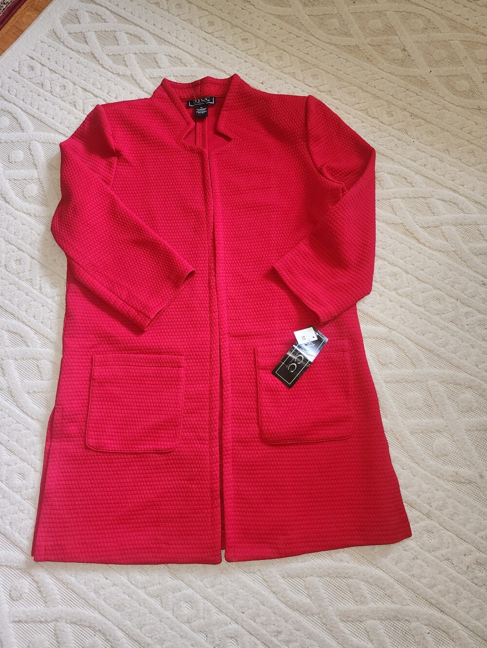 M NWT Women’s Red Textured Lightweight Openfront Coat Jacket